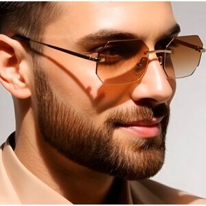 Sophisticated Sunglasses Gradient Tea Lenses Gold Frame Men Fashion Stylish 2026